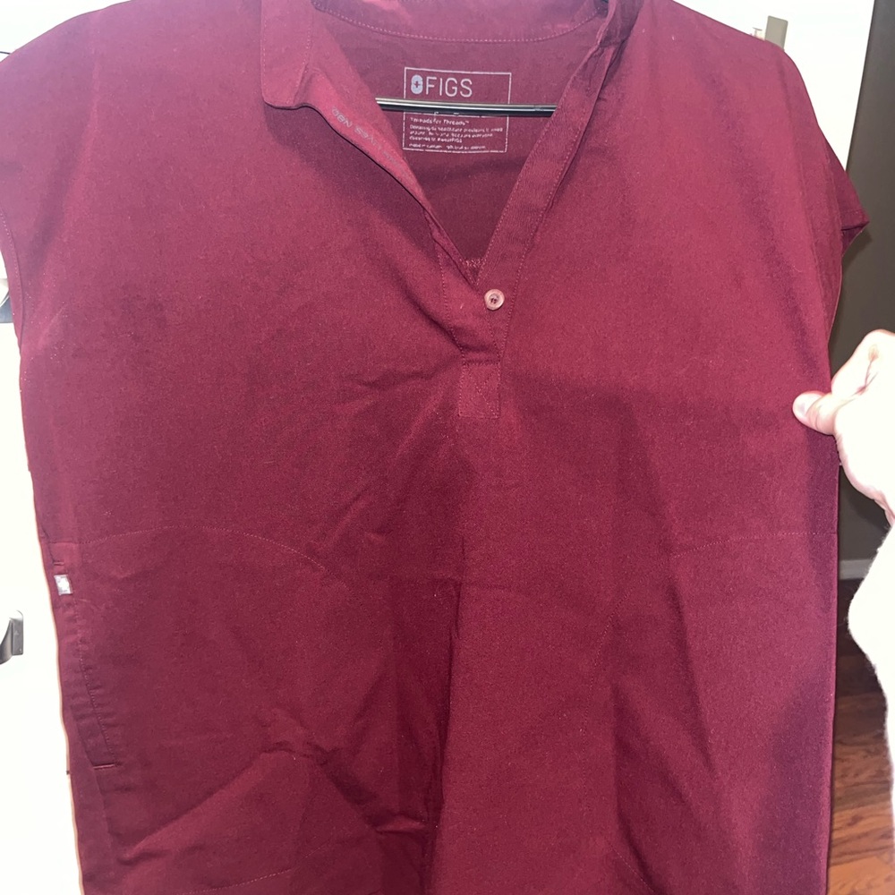 FIGS Rafaela Burgundy Scrub Top